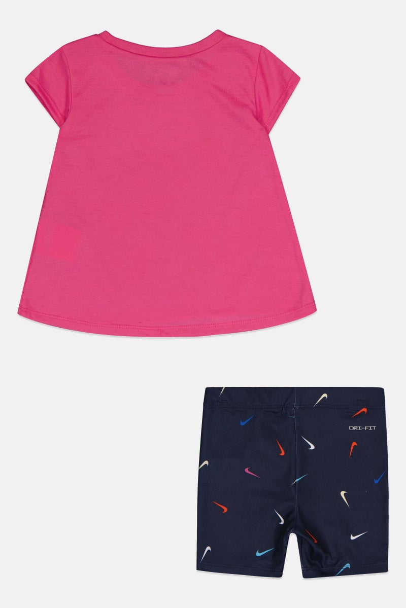 Nike Toddlers Girl 2 Piece Sportswear Fit Short Sleeve Outdoor T-shirt And Shorts Set, Multicolor - Image 2